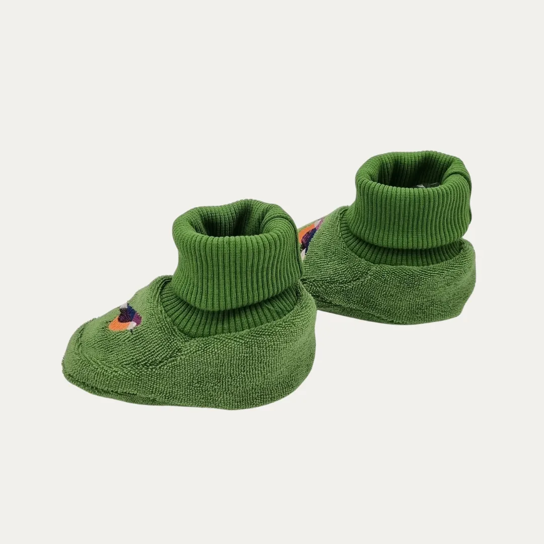 Birds Organic Booties Green