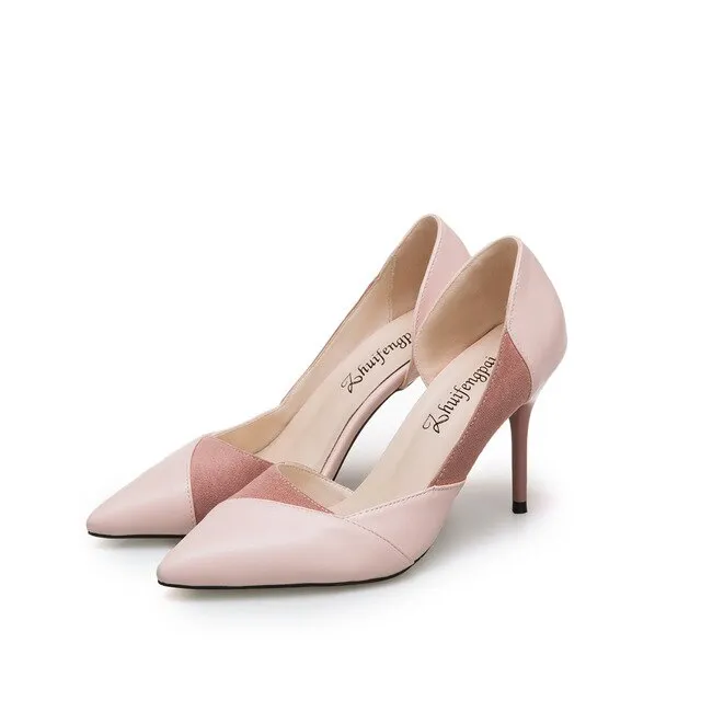 New Pointed Toe Leather Women Pumps Fashion Office Shoes Women Sexy High Heels Shoes Thin Heel Women 's Wedding Shoes